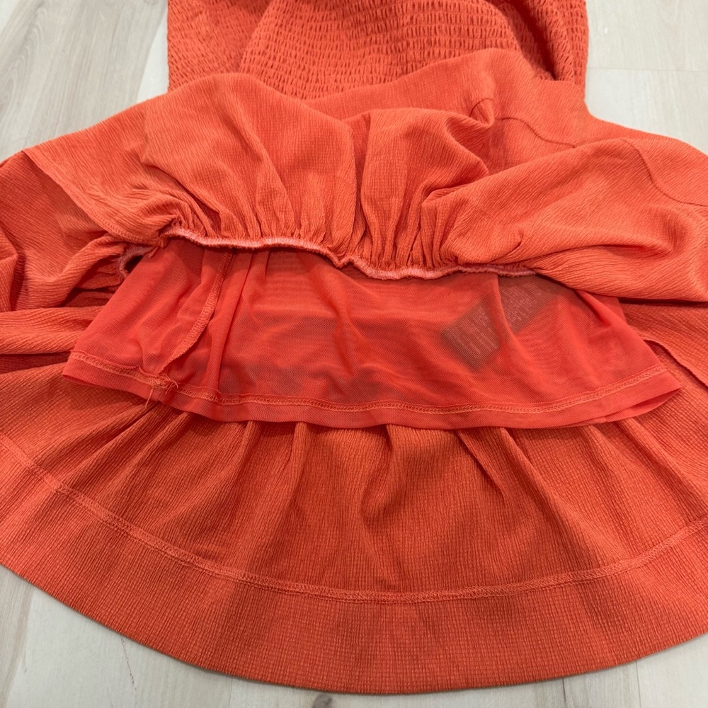 NWT Anthropologie Sleeveless Mock-Neck Textured Midi Dress Orange Red Women's M - Picture 15 of 16